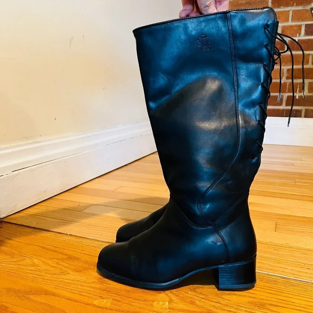 Blondo Venise Riding Boot Size 7.5 Wide Calf Black Leather Aqua Protect
